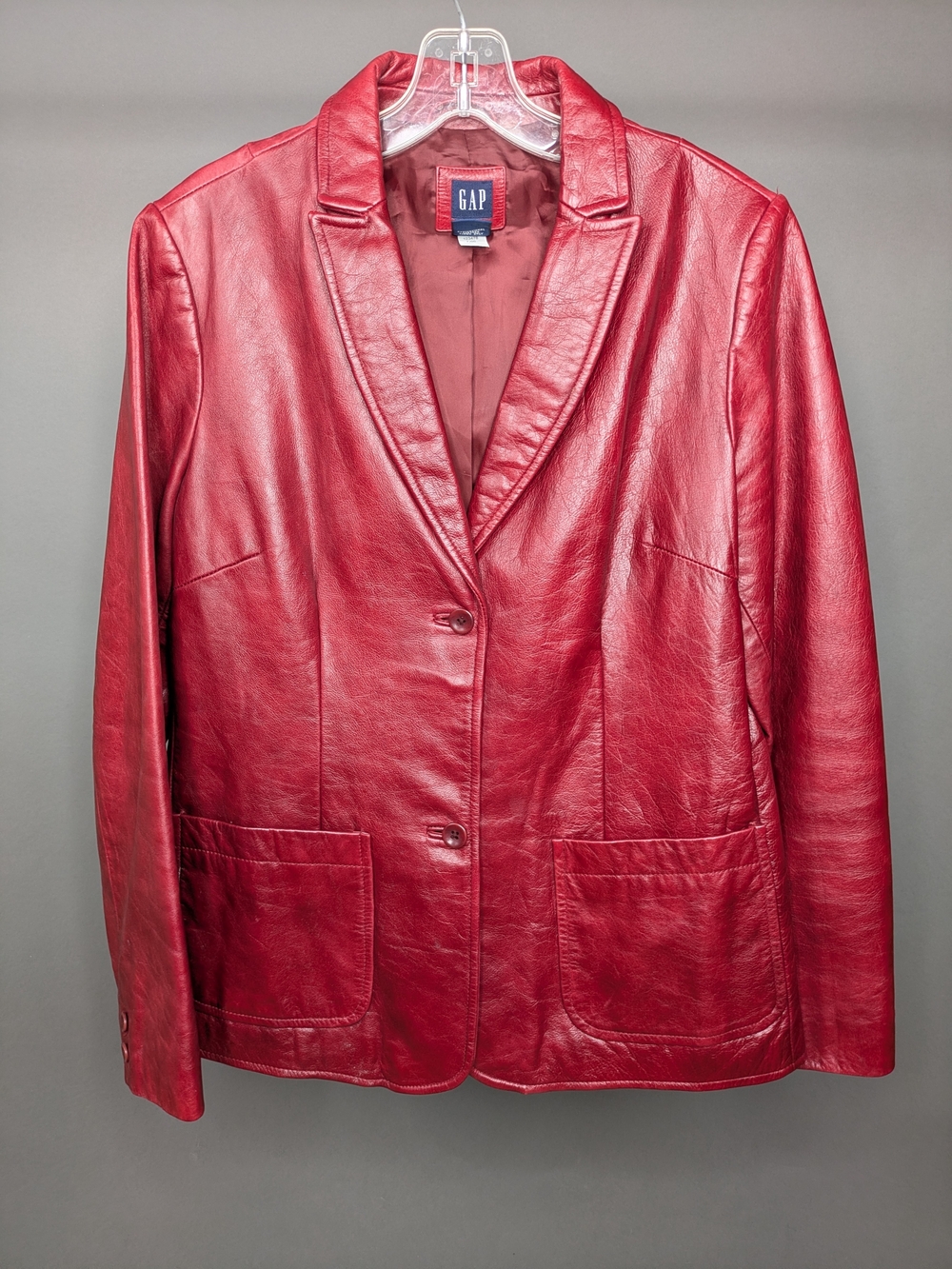 GAP Red Leather Blazer Jacket - Vintage